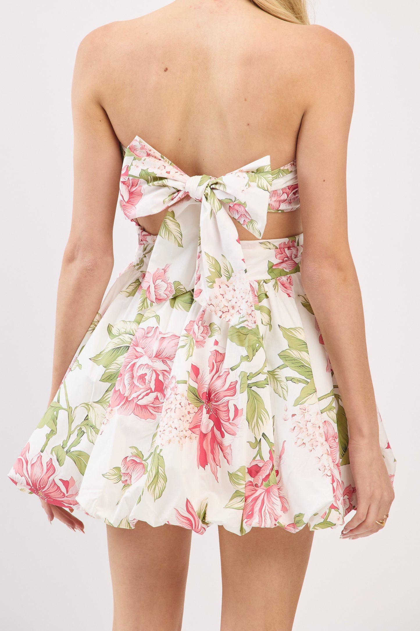 Floral Strapless Bubble Mini Dress