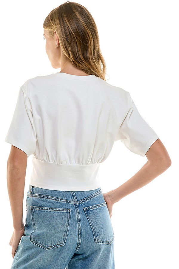 Corset Crewneck Short Sleeve Crop Top