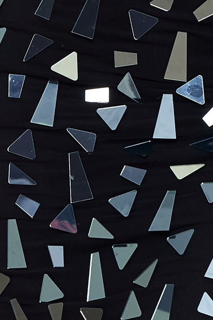 Mirror Glass Pieces Long Sleeve Mini Dress