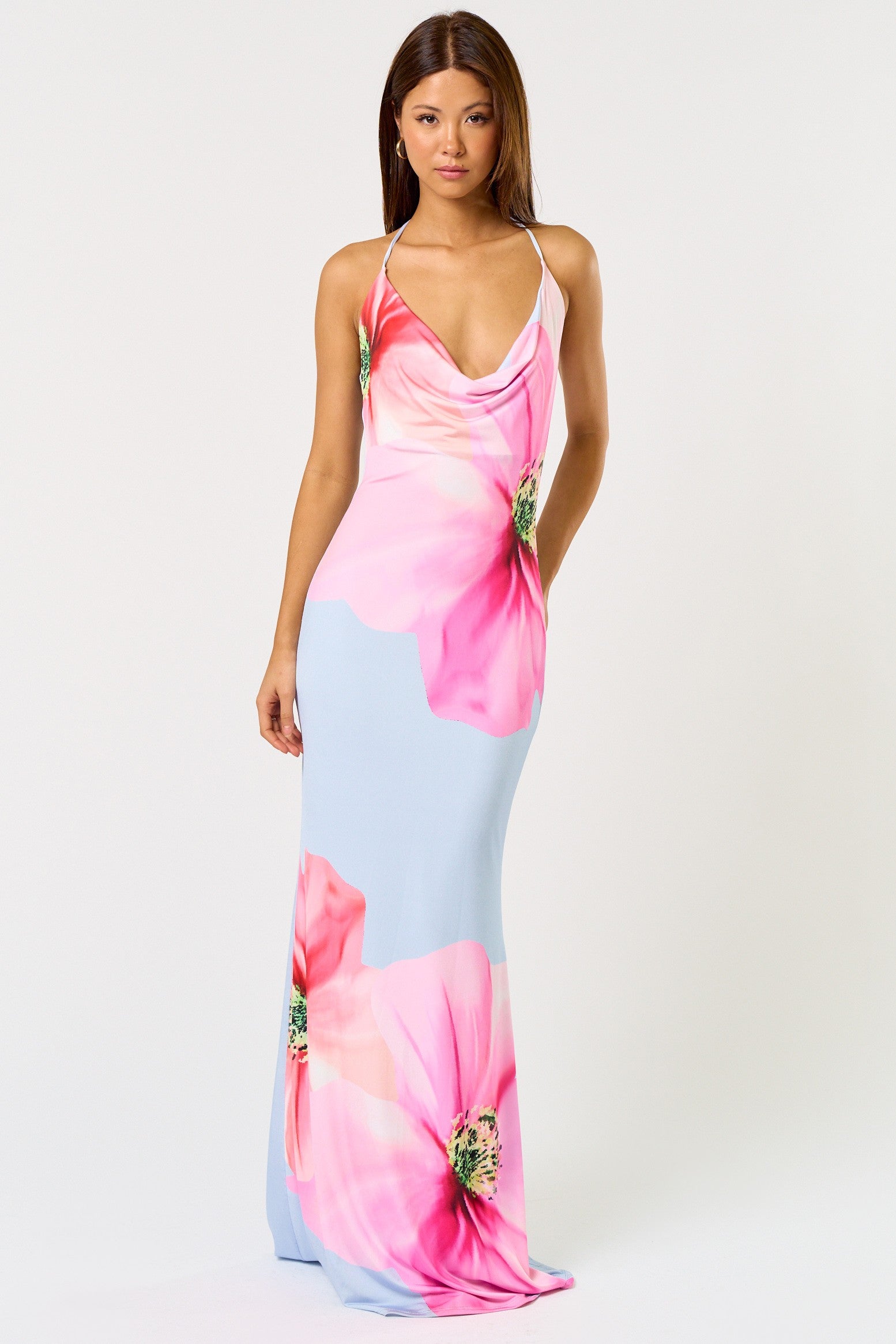 satin yellow halter dress Lyra Yellow Halter Neck Maxi Dress - US 8 main image 1
