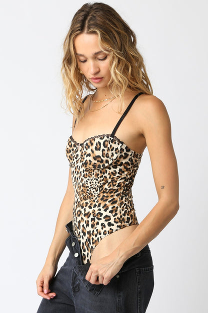 leopard underwire cami bodysuit