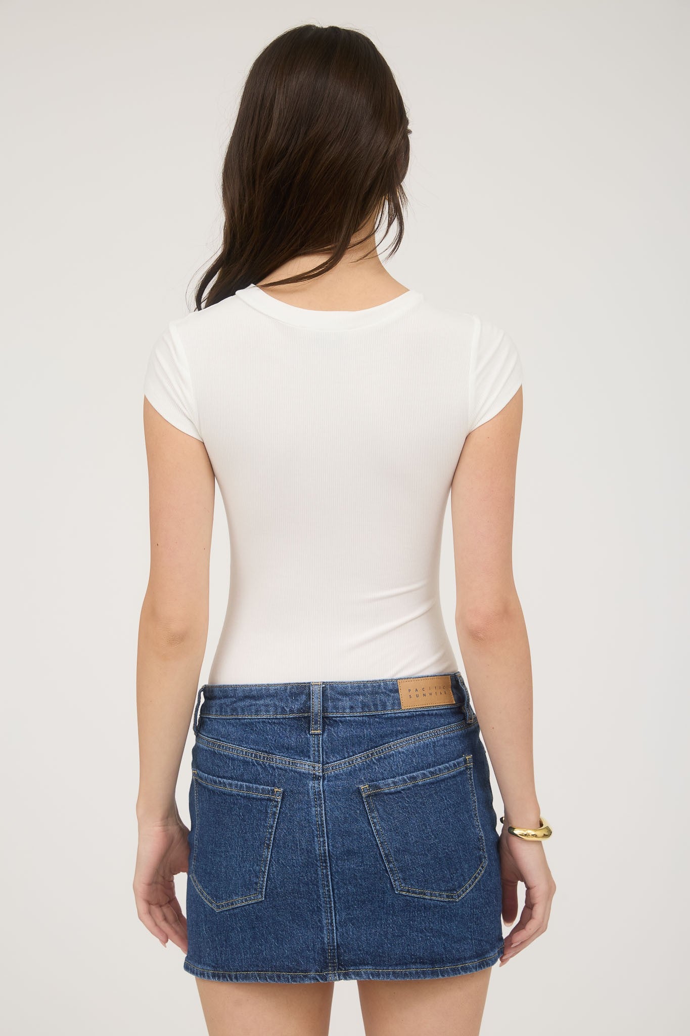 Round Neck Short Sleeve Knit Bodysuit