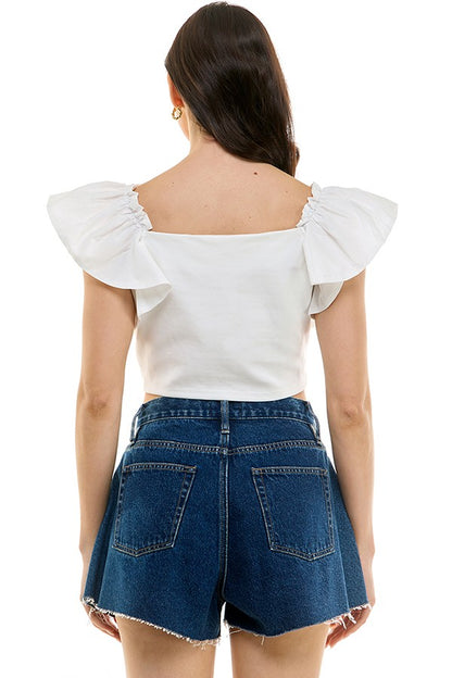 Ruffle Sleeve Crop Top
