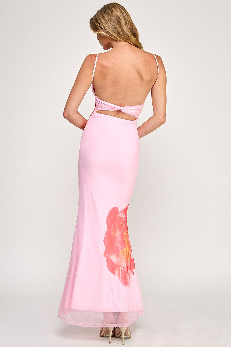 Floral Backless Maxi Dress