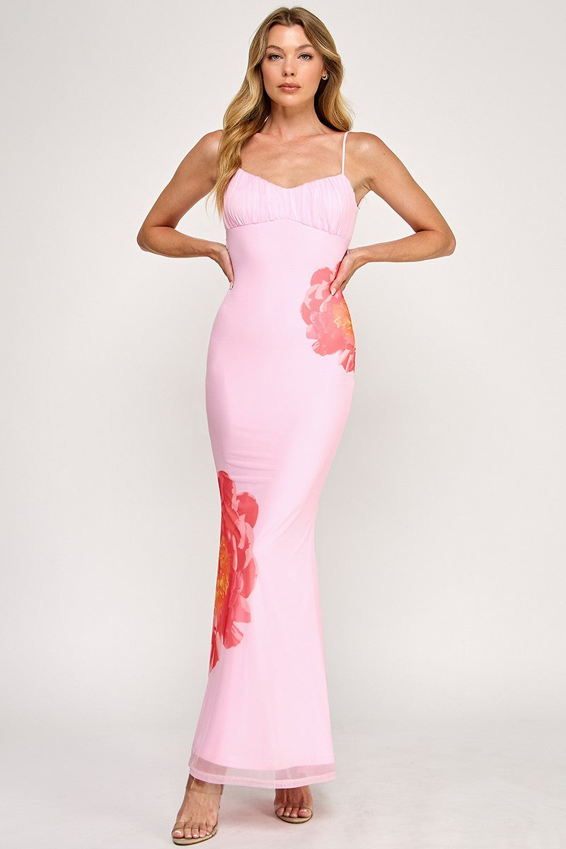 Floral Backless Maxi Dress