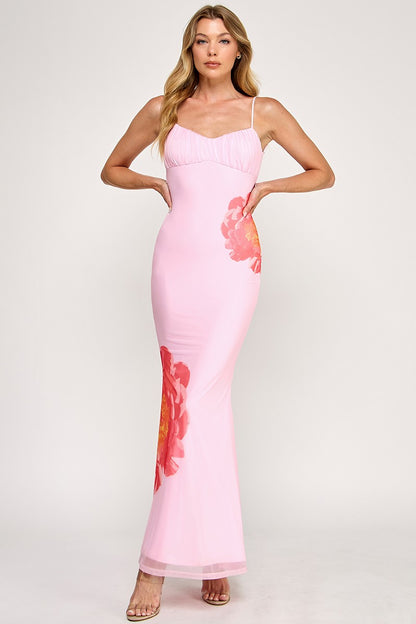 Floral Backless Maxi Dress