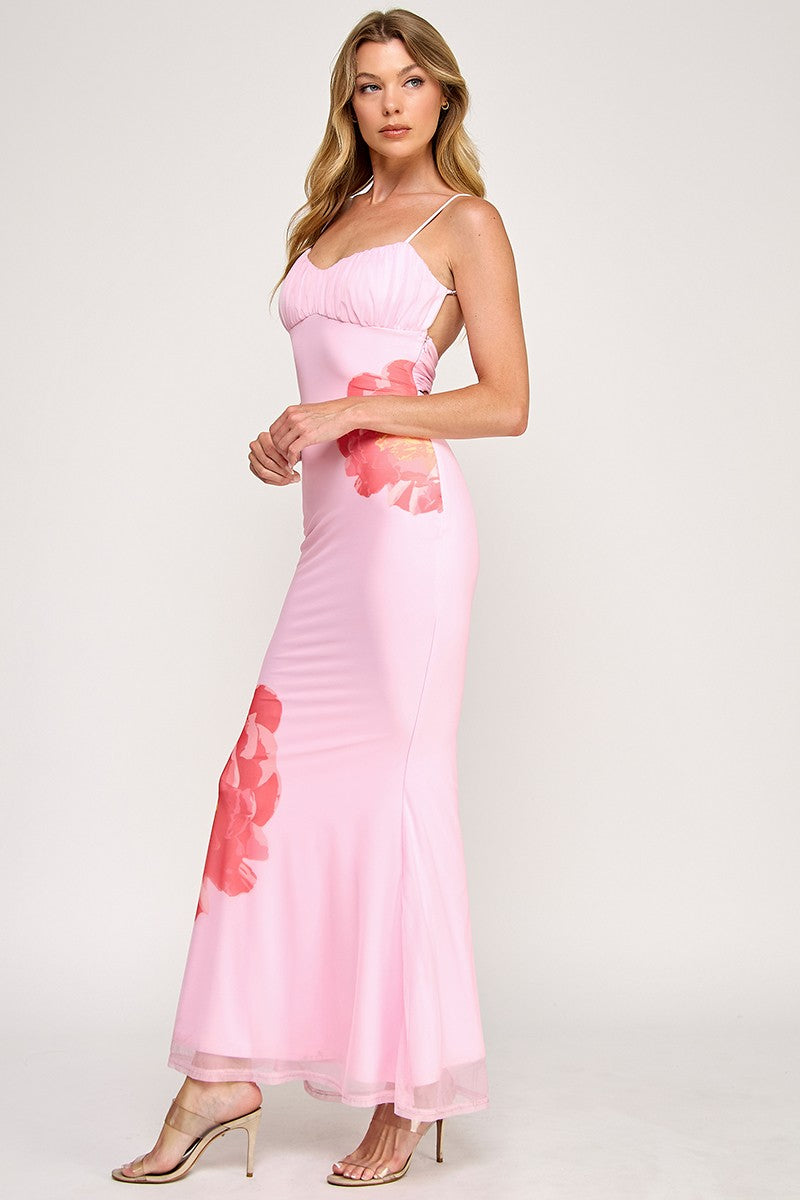 Floral Backless Maxi Dress