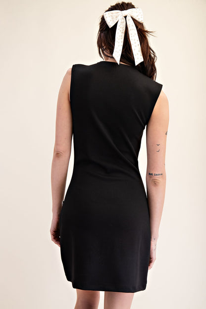 knit mini dress w/button detail