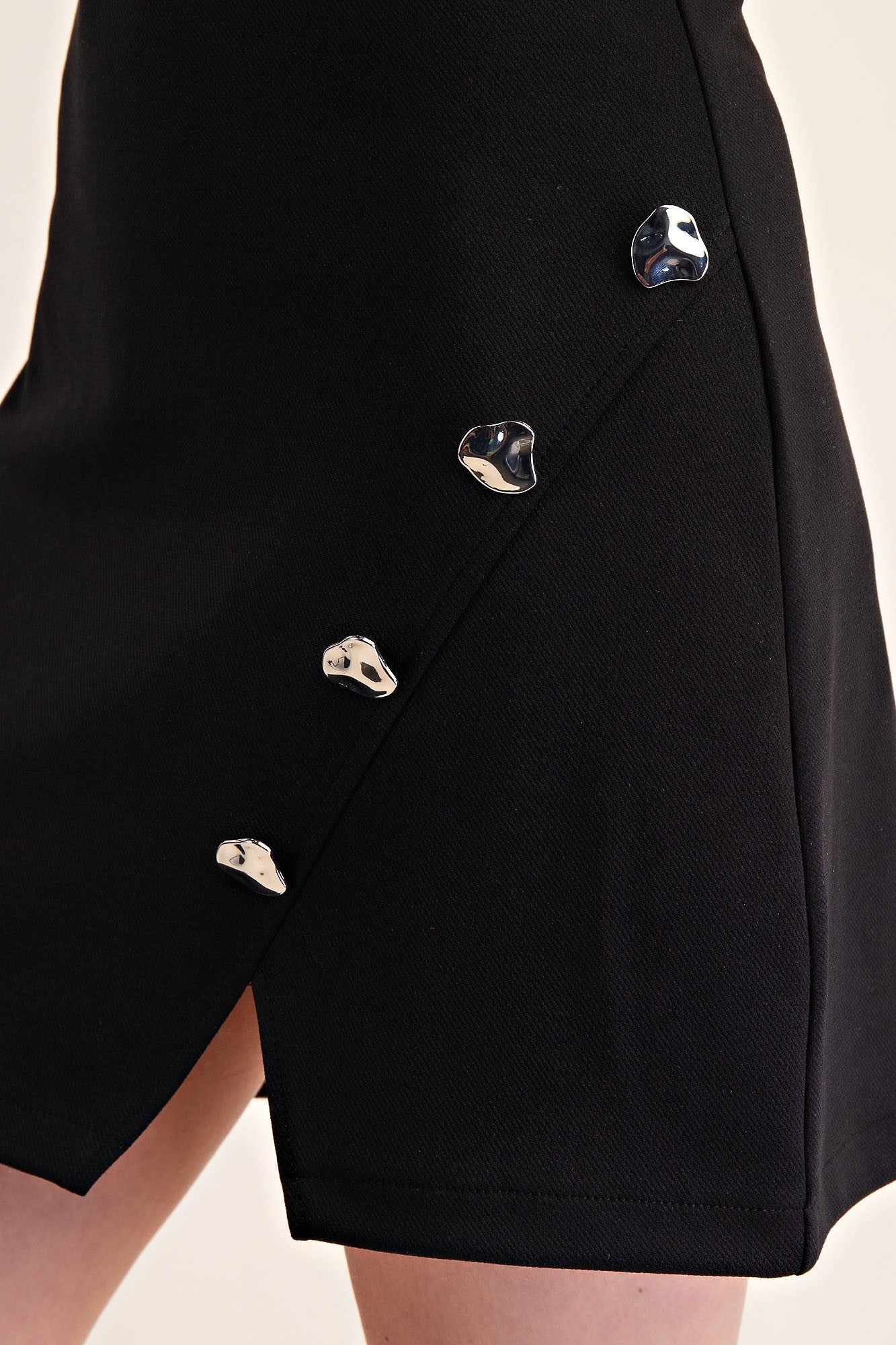 knit mini dress w/button detail