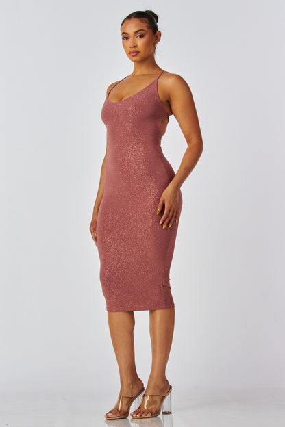 Starla Glitter Cross Back Midi Dress
