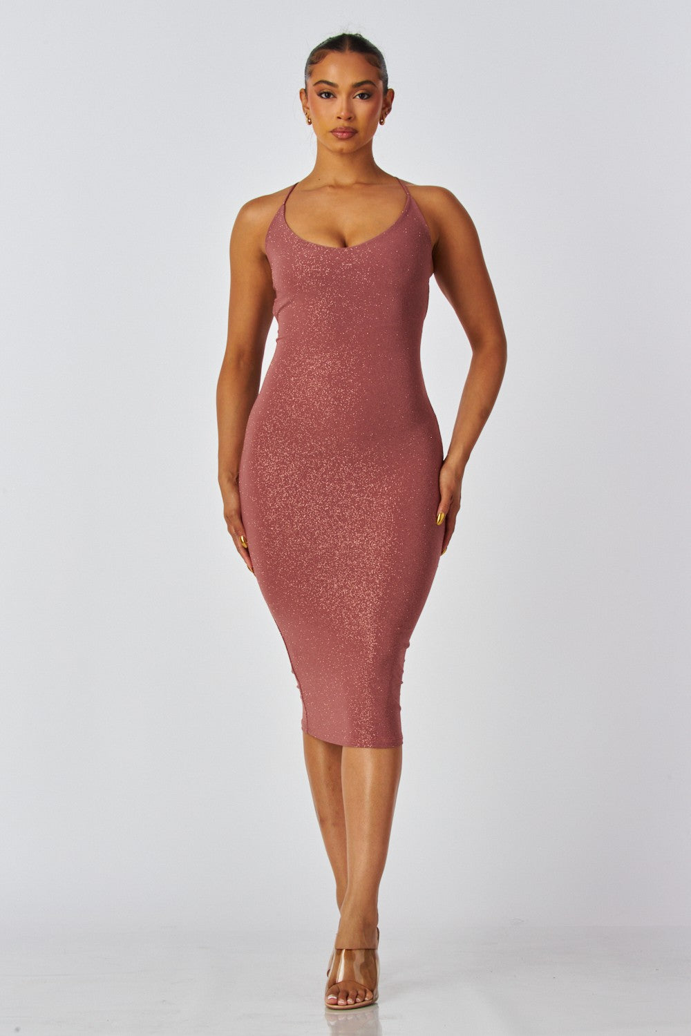 Starla Glitter Cross Back Midi Dress