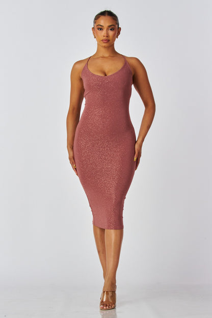 Starla Glitter Cross Back Midi Dress