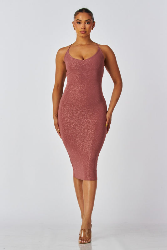 Starla Glitter Cross Back Midi Dress