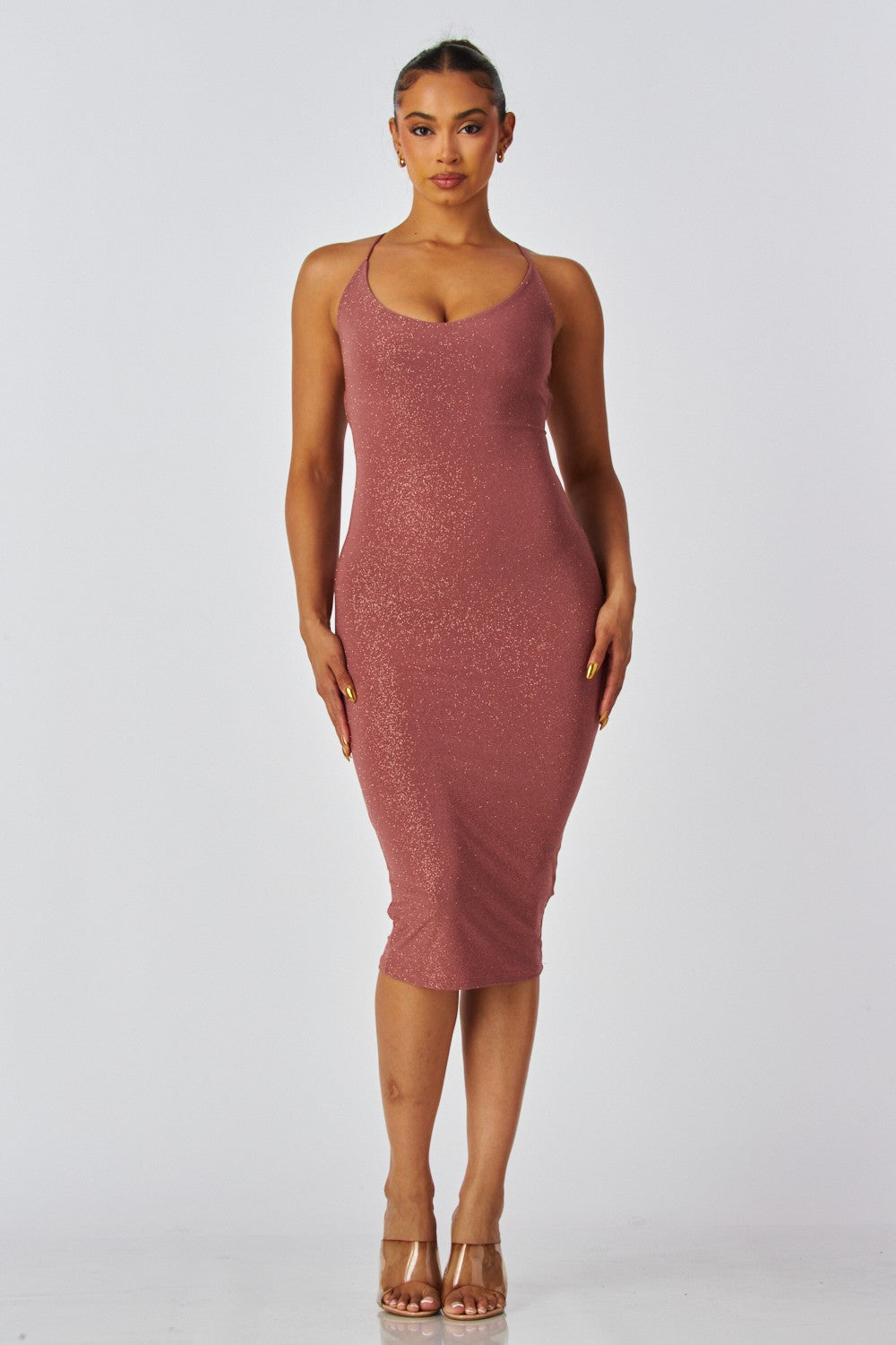 Starla Glitter Cross Back Midi Dress