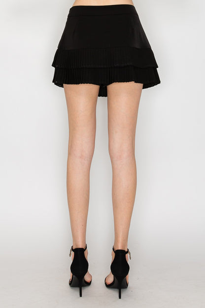 Tiered Pleat Flare Skort