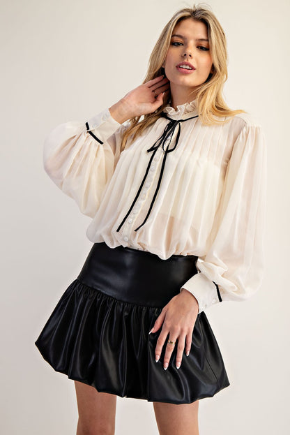 Faux Leather Bubble Mini Skirt