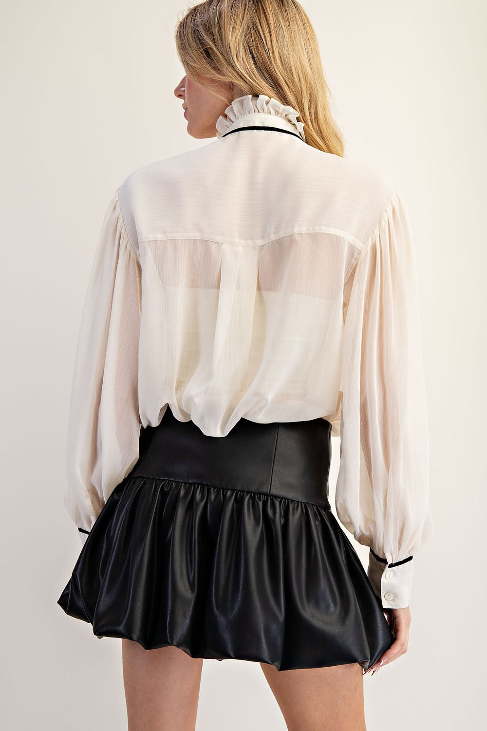 Faux Leather Bubble Mini Skirt