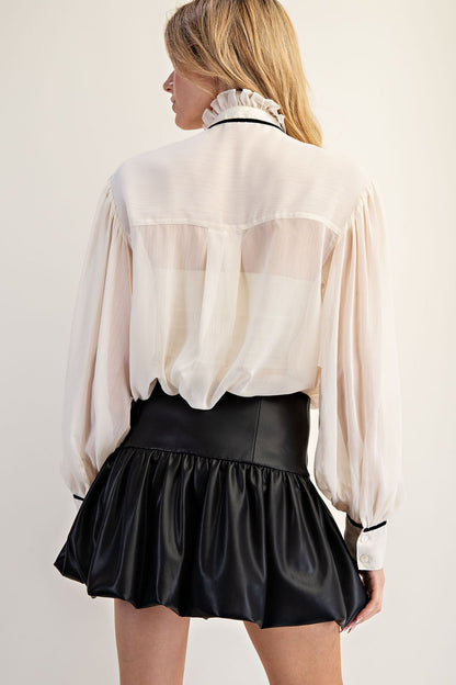 Faux Leather Bubble Mini Skirt