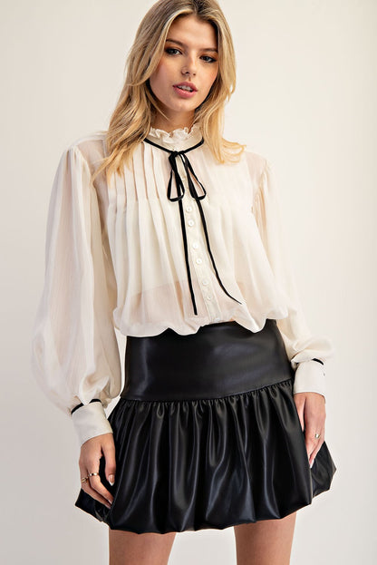 Faux Leather Bubble Mini Skirt