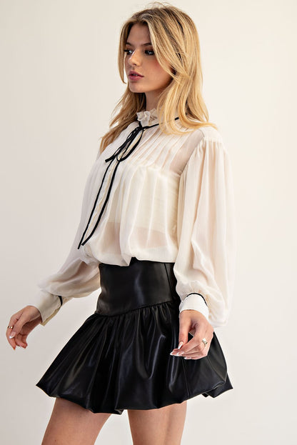 Faux Leather Bubble Mini Skirt