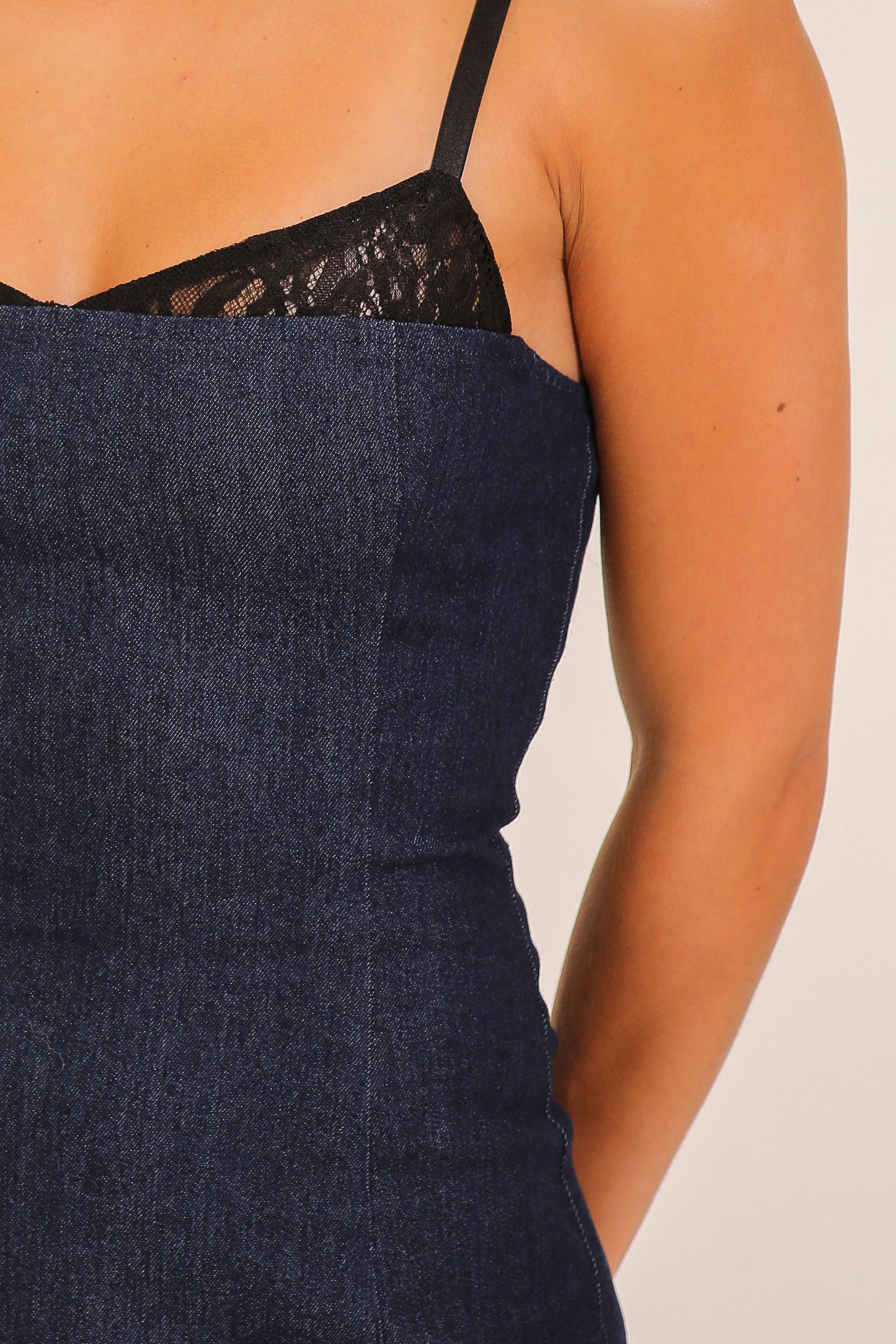 Lacey Denim Bodycon Mini Dress