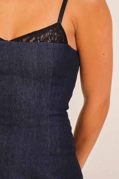 Lacey Denim Bodycon Mini Dress