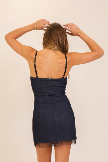 Lacey Denim Bodycon Mini Dress