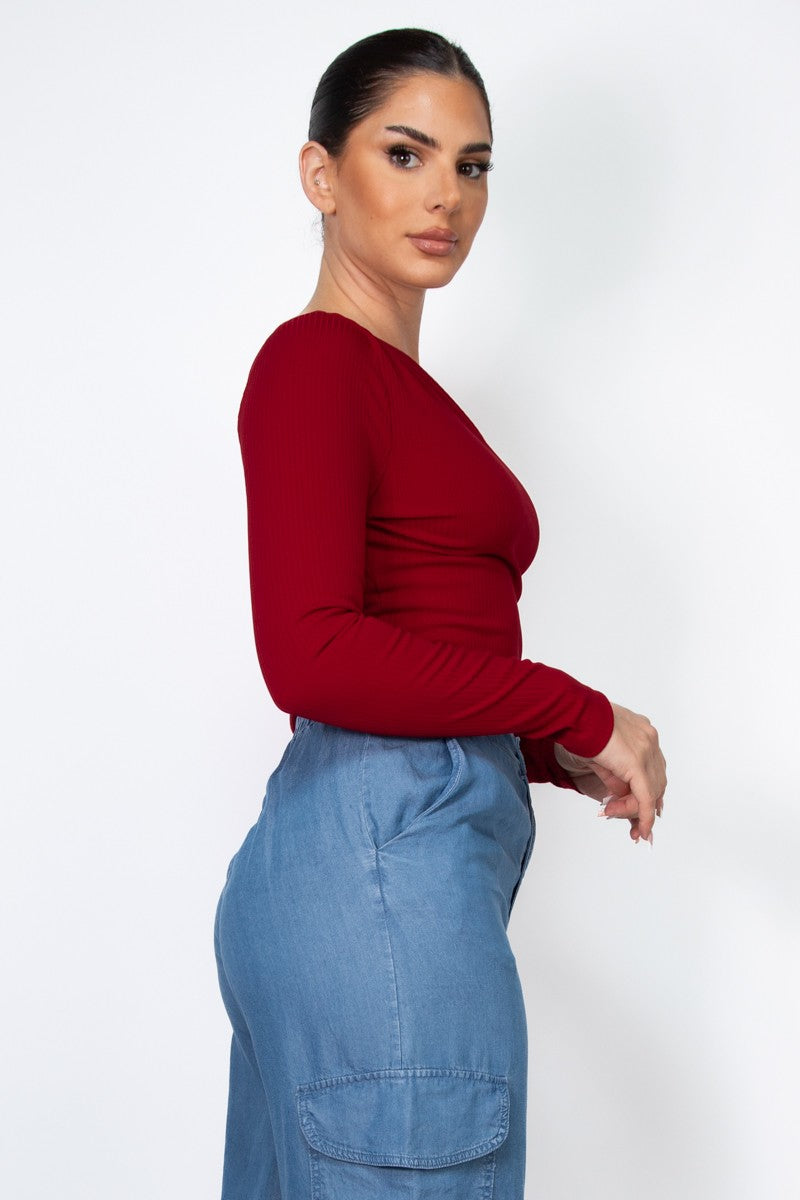 Off One Shoulder Long Sleeve Bodysuit