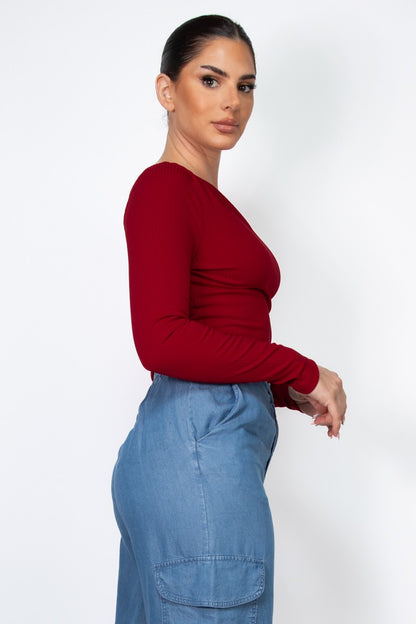 Off One Shoulder Long Sleeve Bodysuit