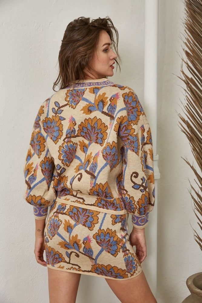 fall print jacquard knit skit