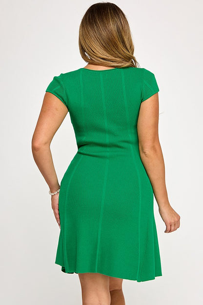 cap sleeve scoop neck sweater dress