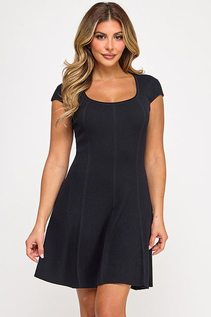 cap sleeve scoop neck sweater dress