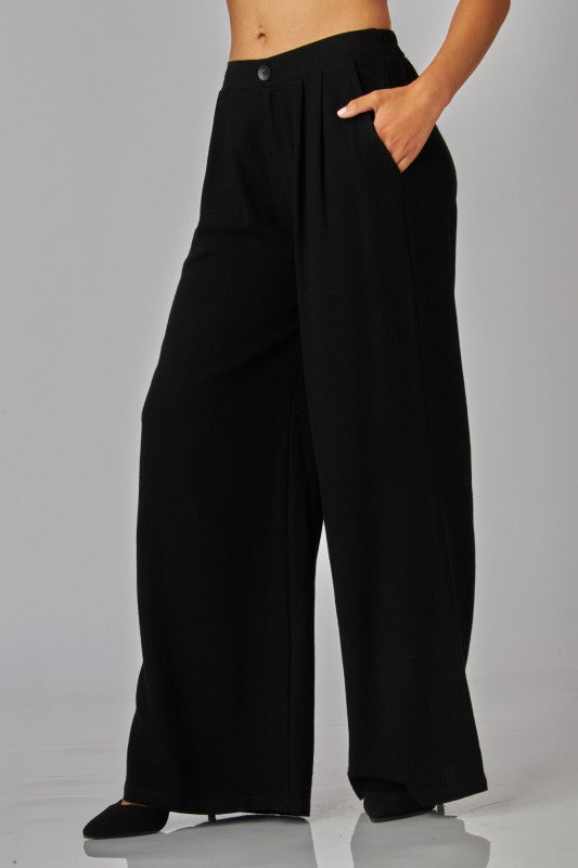 Linen High-waisted Wide-leg Pants