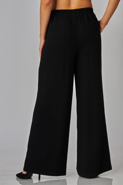Linen High-waisted Wide-leg Pants