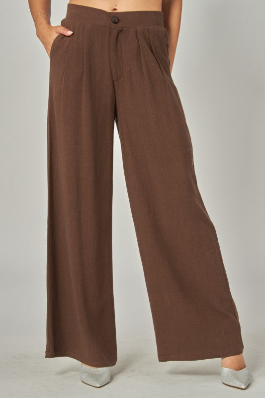 Linen High-waisted Wide-leg Pants