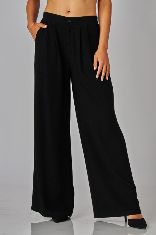 Linen High-waisted Wide-leg Pants