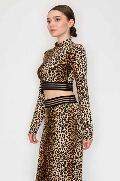 Sheer Stripe Long Sleeve Crop Top
