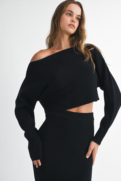 2pc set- Crop Knit Top & Midi Skirt