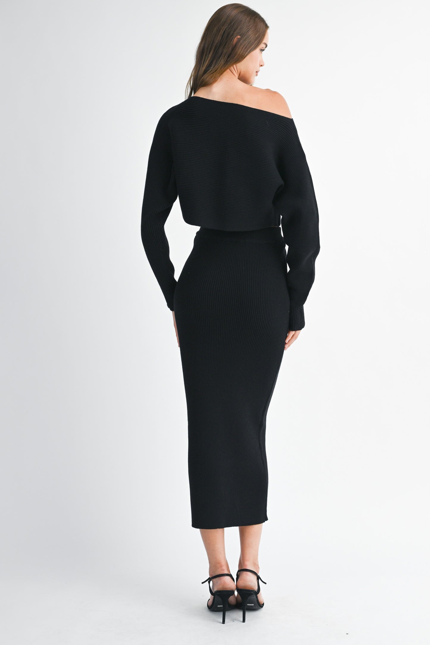 2pc set- Crop Knit Top & Midi Skirt