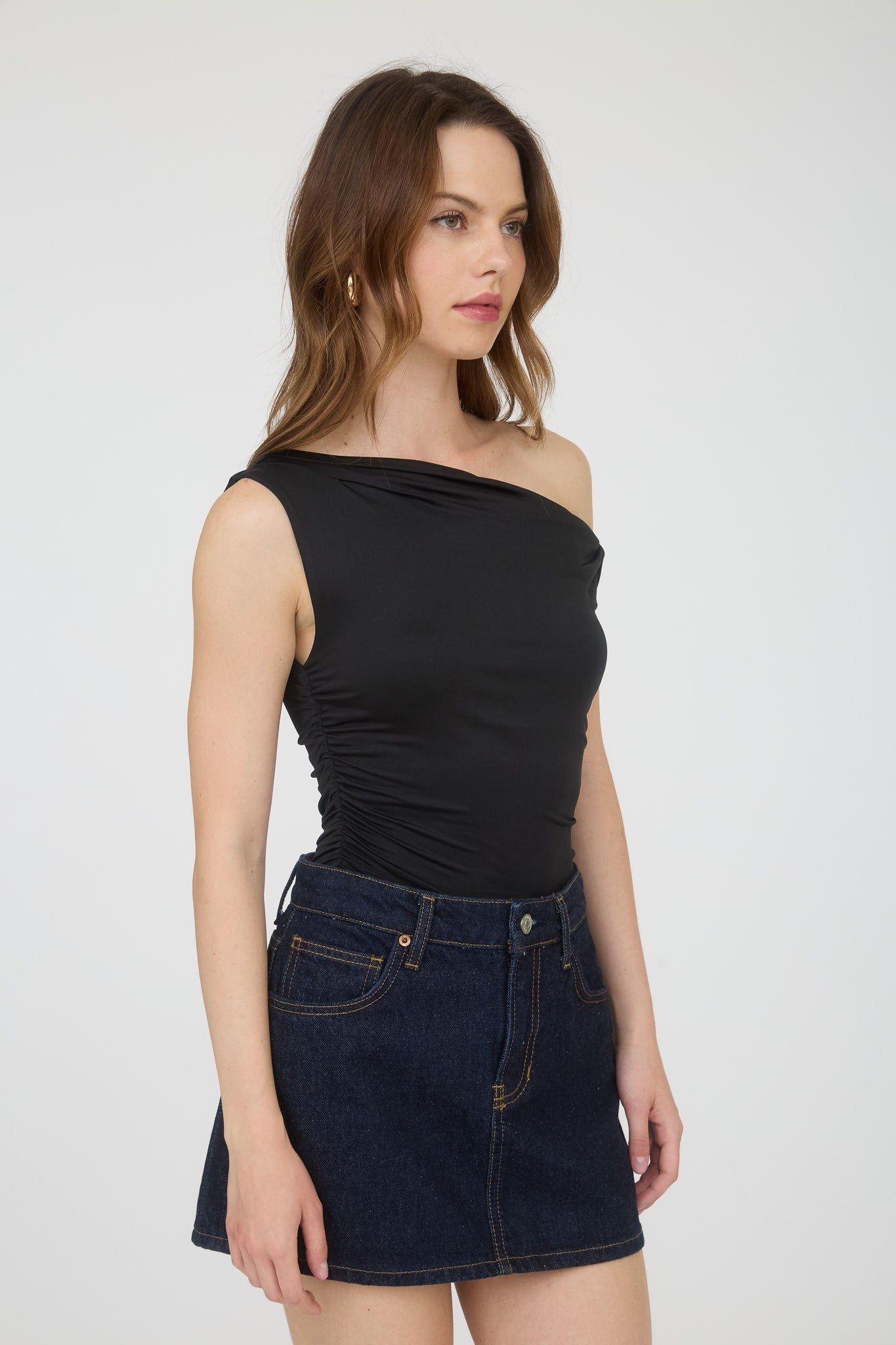 asymmetrical one shoulder twist top