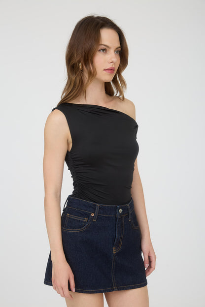 asymmetrical one shoulder twist top