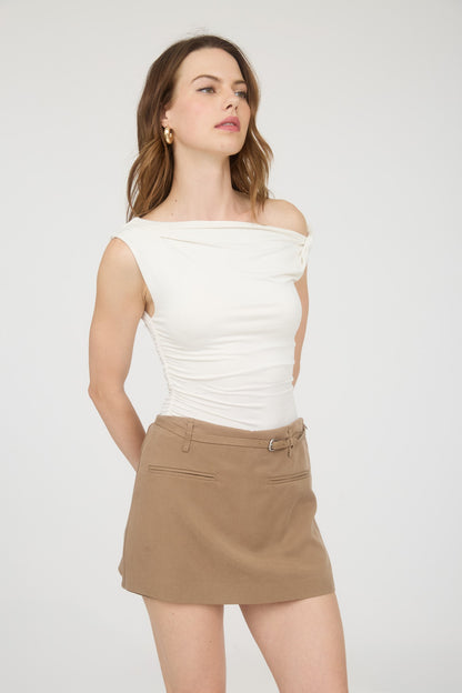 asymmetrical one shoulder twist top