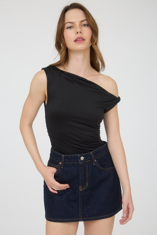 asymmetrical one shoulder twist top