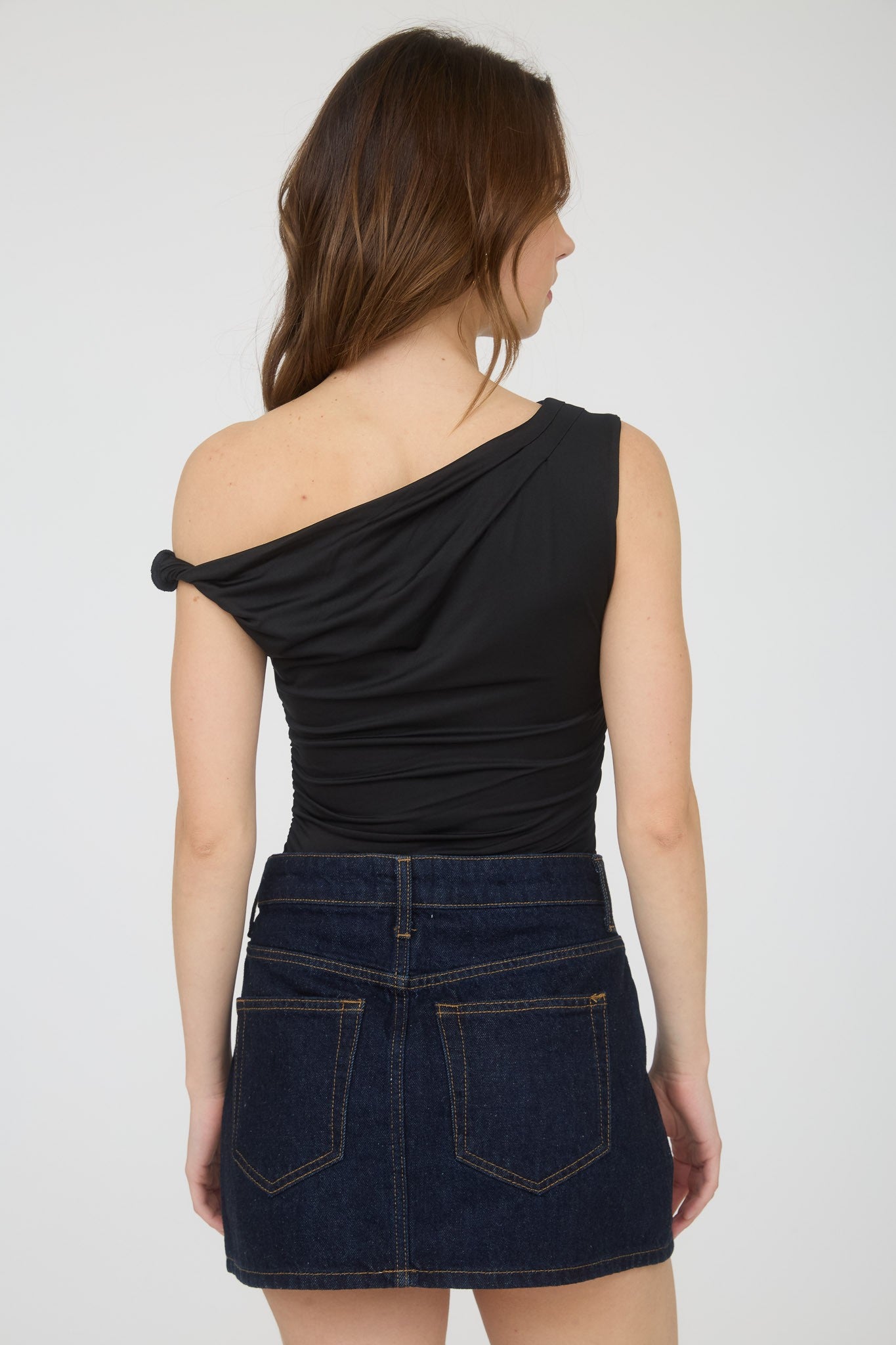 asymmetrical one shoulder twist top