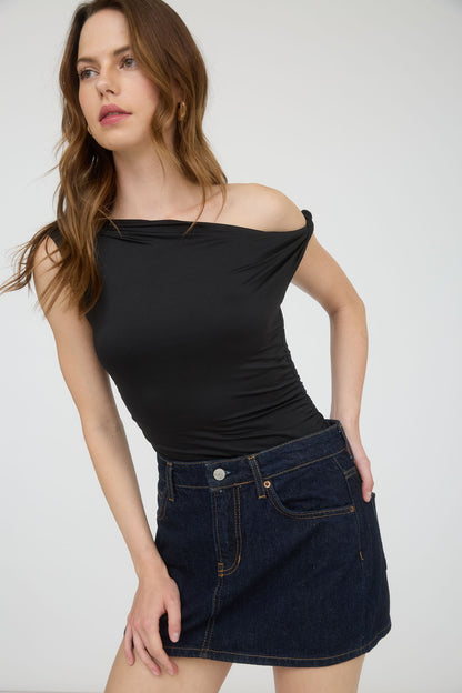 asymmetrical one shoulder twist top