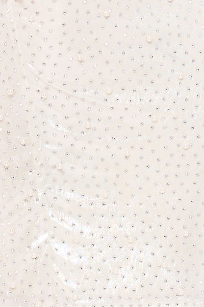 Rhinestone And Pearl Beaded Sleeveless Midi Dress