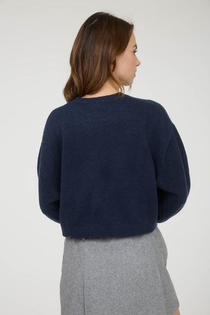 Crew Neck Long Sleeve Cropped Pullover Sweater