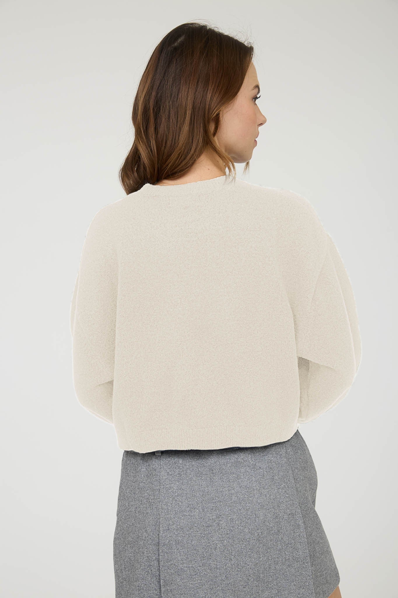 Crew Neck Long Sleeve Cropped Pullover Sweater