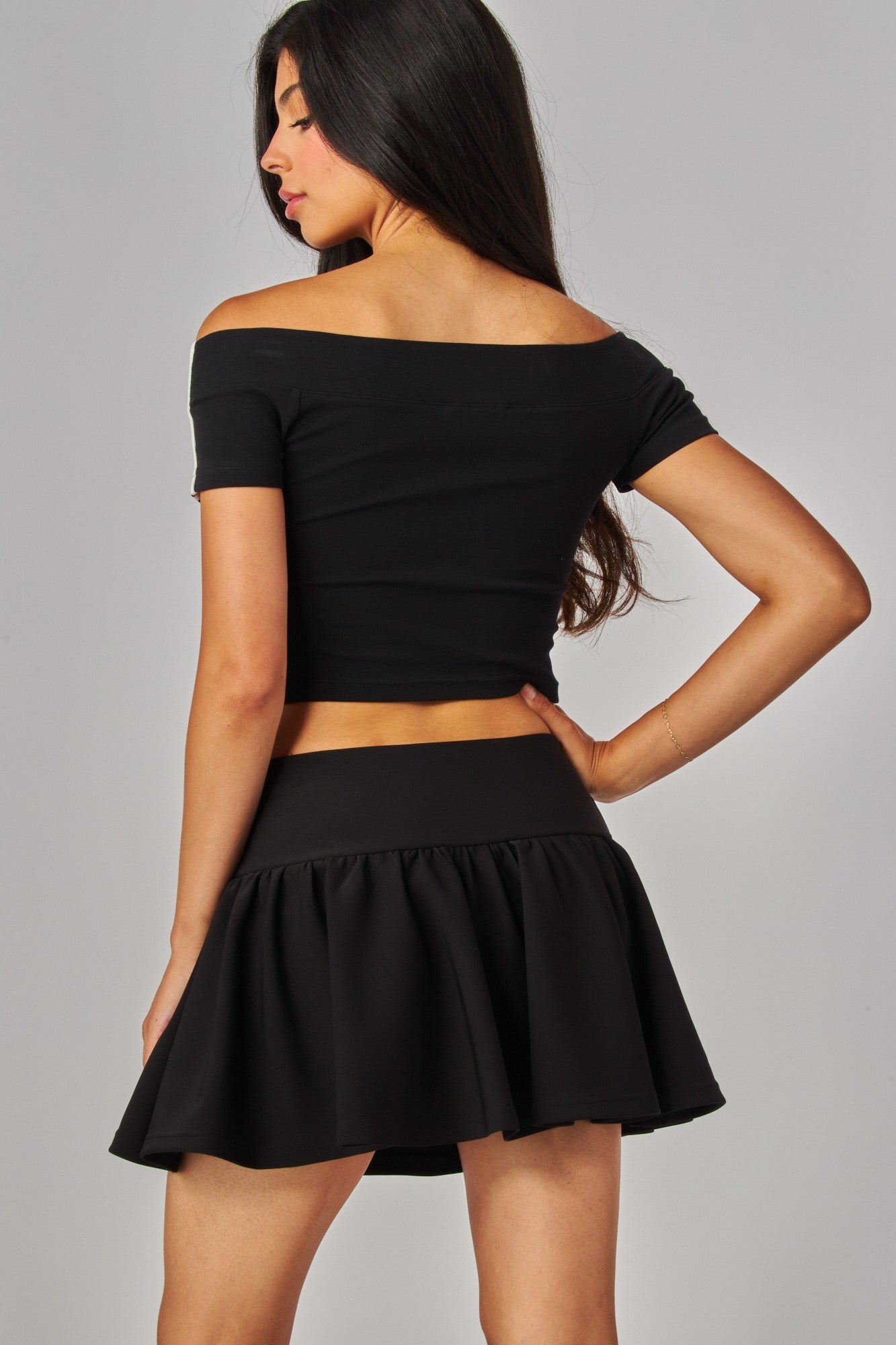 Scuba Ruffle Drop-waist Mini Skort Skirt