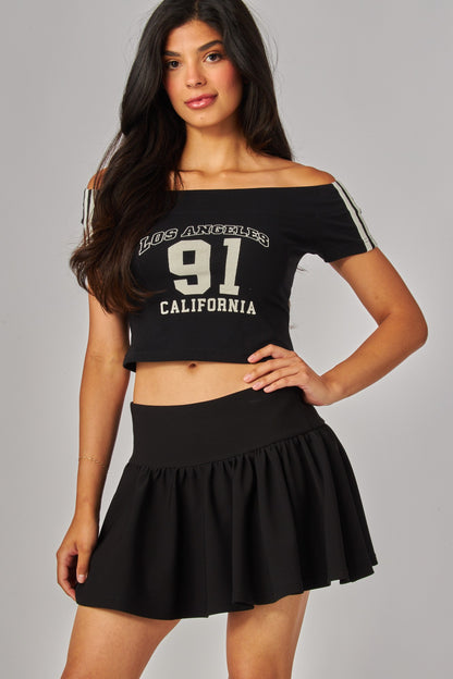 Scuba Ruffle Drop-waist Mini Skort Skirt